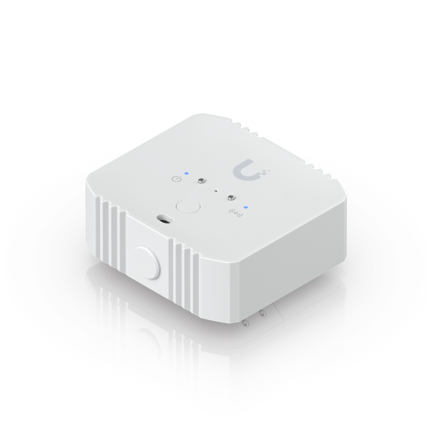 De Ubiquiti UniFi Protect Environmental Sensor die omgevingsfactoren detecteert schuin van boven