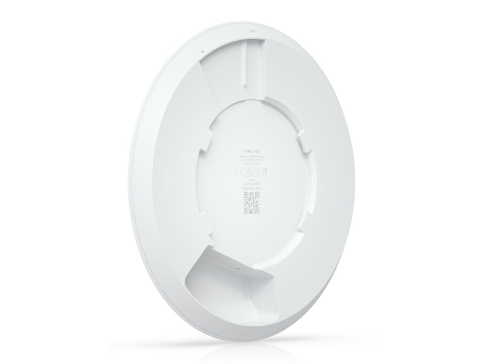 Achterkant van het Ubiquiti UniFi 7 Long-Range indoor WiFi 7 access point schuin