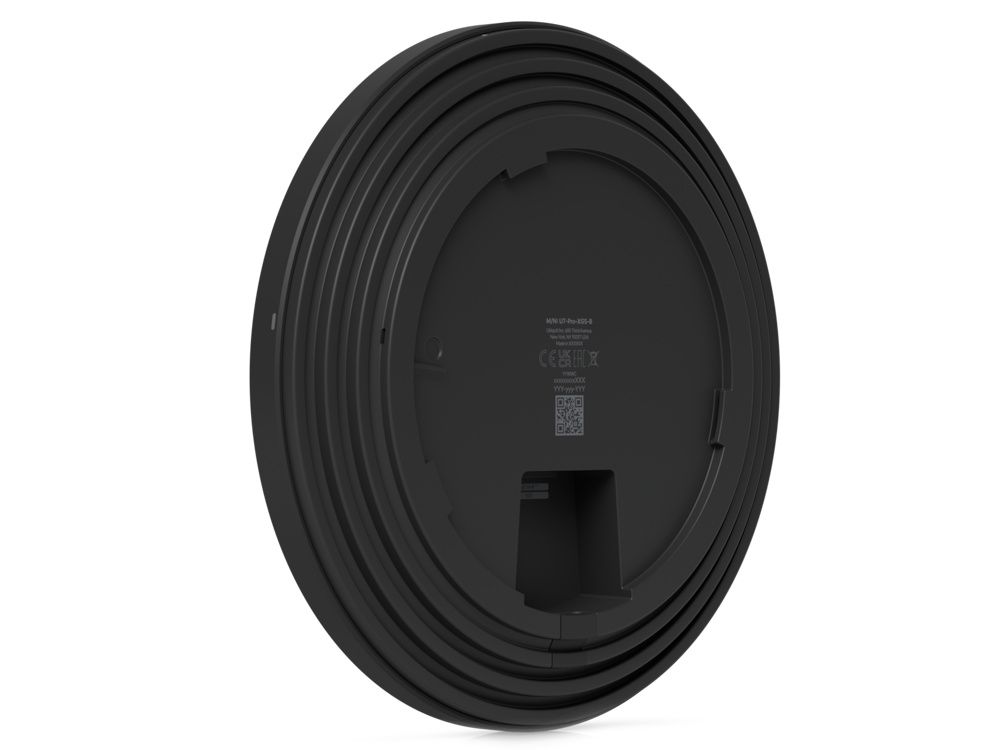 Linker achterkant van het Ubiquiti UniFi U7 Pro XGS Indoor 8-stream WiFi 7 Access Point in het zwart