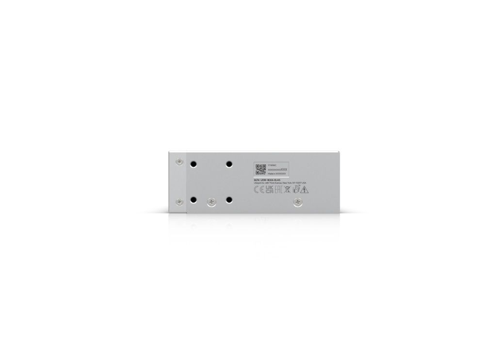 Zijkant van de Ubiquiti UniFi 10G RJ45 WAN Switch (USW-WAN-RJ45)