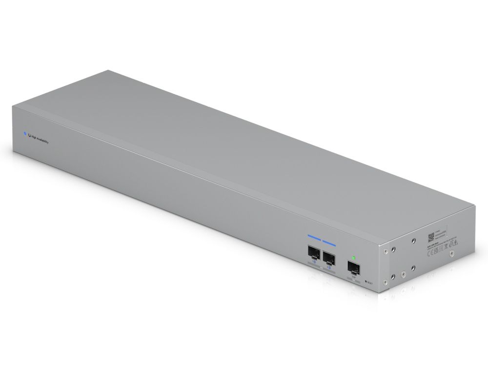 De Ubiquiti UniFi 10G SFP+ WAN Switch (USW-WAN) schuin vanaf boven