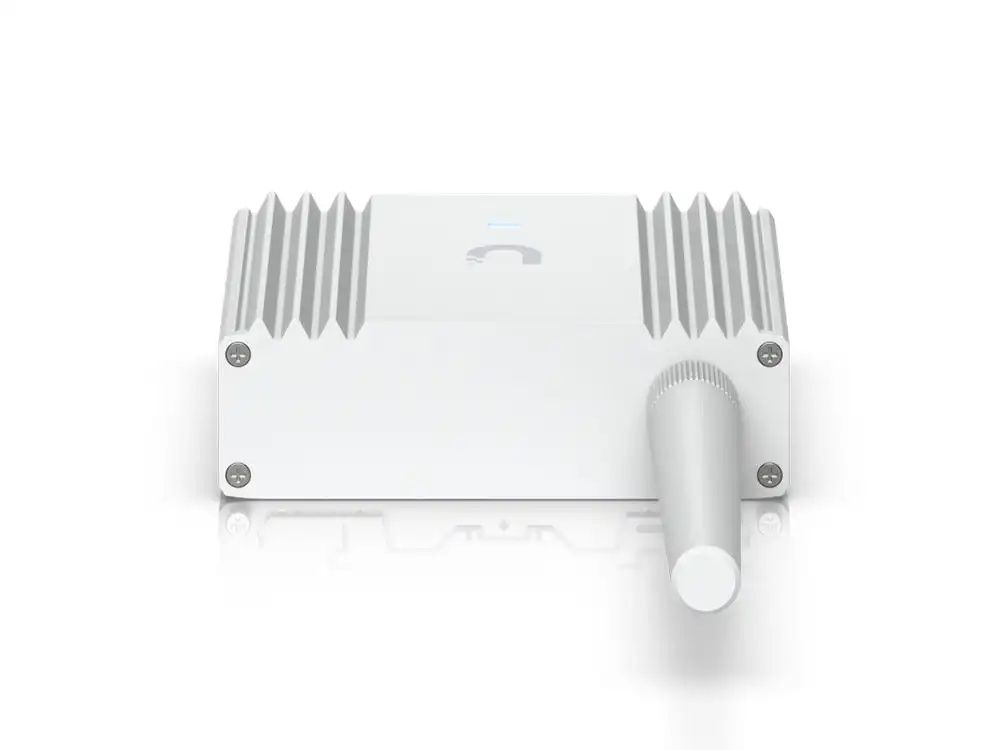 De Ubiquiti SuperLink gateway liggend met antenne naar voren