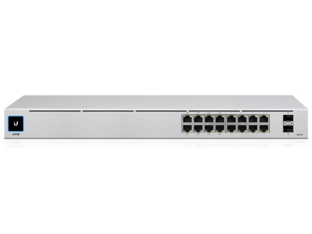 Ubiquiti UniFi USW-16-POE Gen2 voorkant recht boven