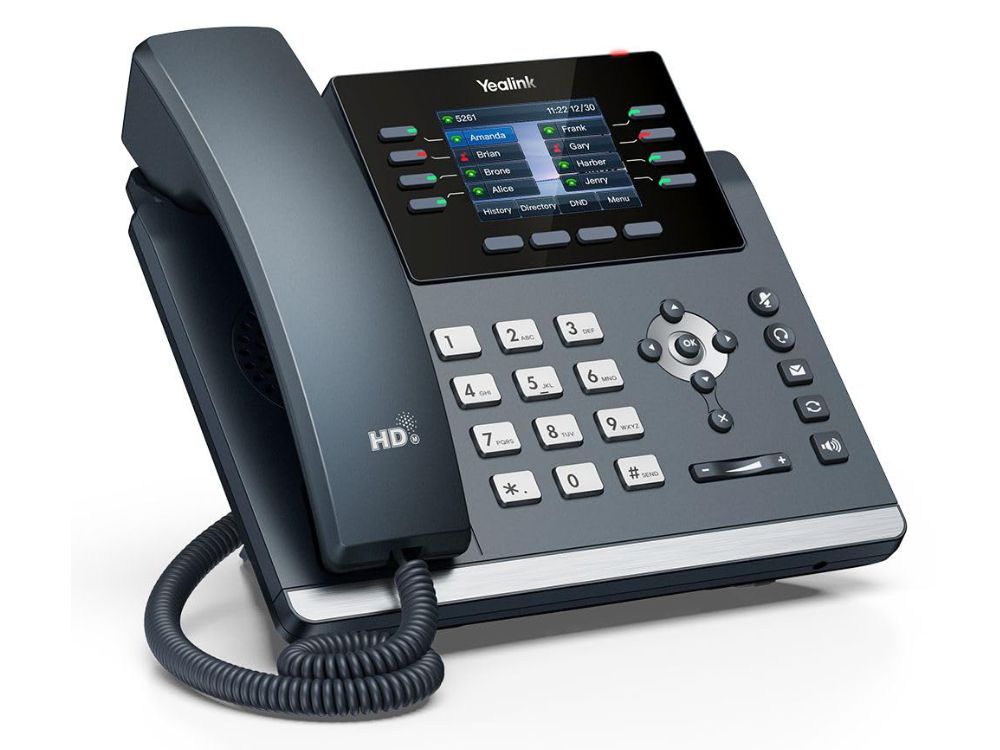 Yealink SIP-T44U T44U bureautelefoon VoIP telefoon zijkant en voorkant