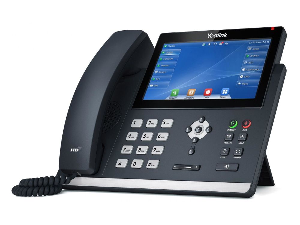 Rechter zijkant en voorkant van de Yealink T48U VoIP telefoon met touchscreen