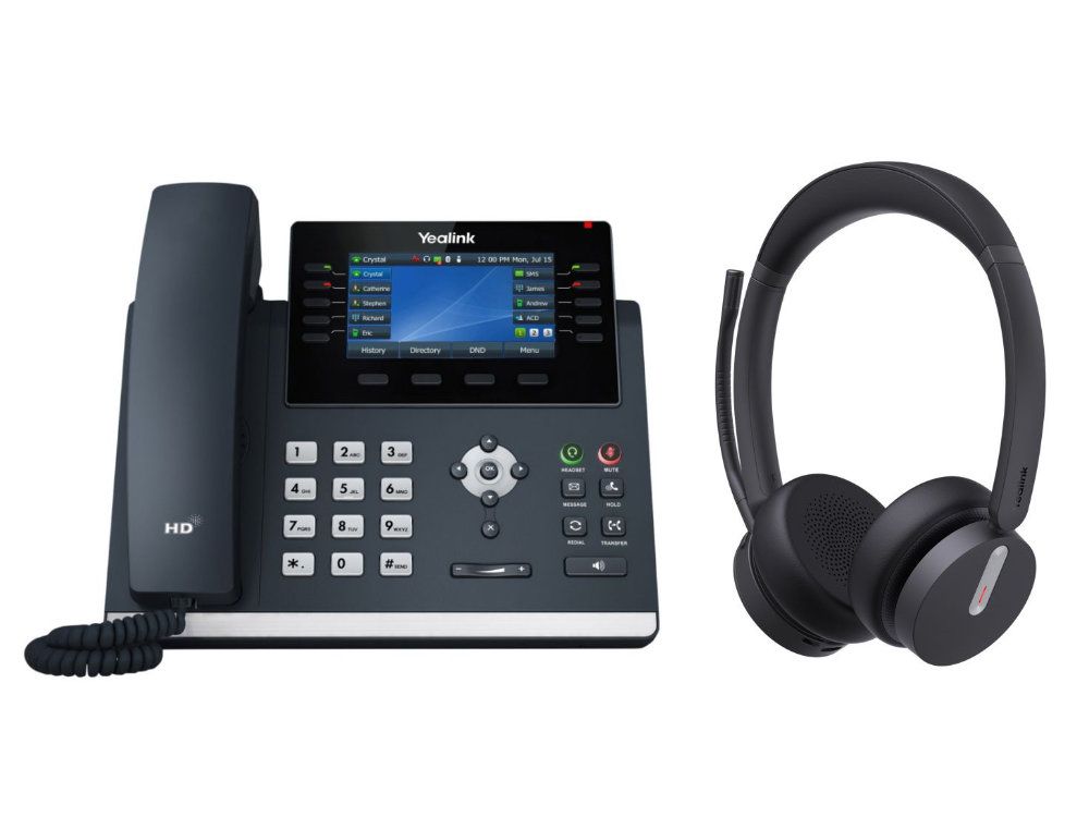 Yealink T46U en WH64 Dual pakket bundel voor VoIP telefoon en headset 