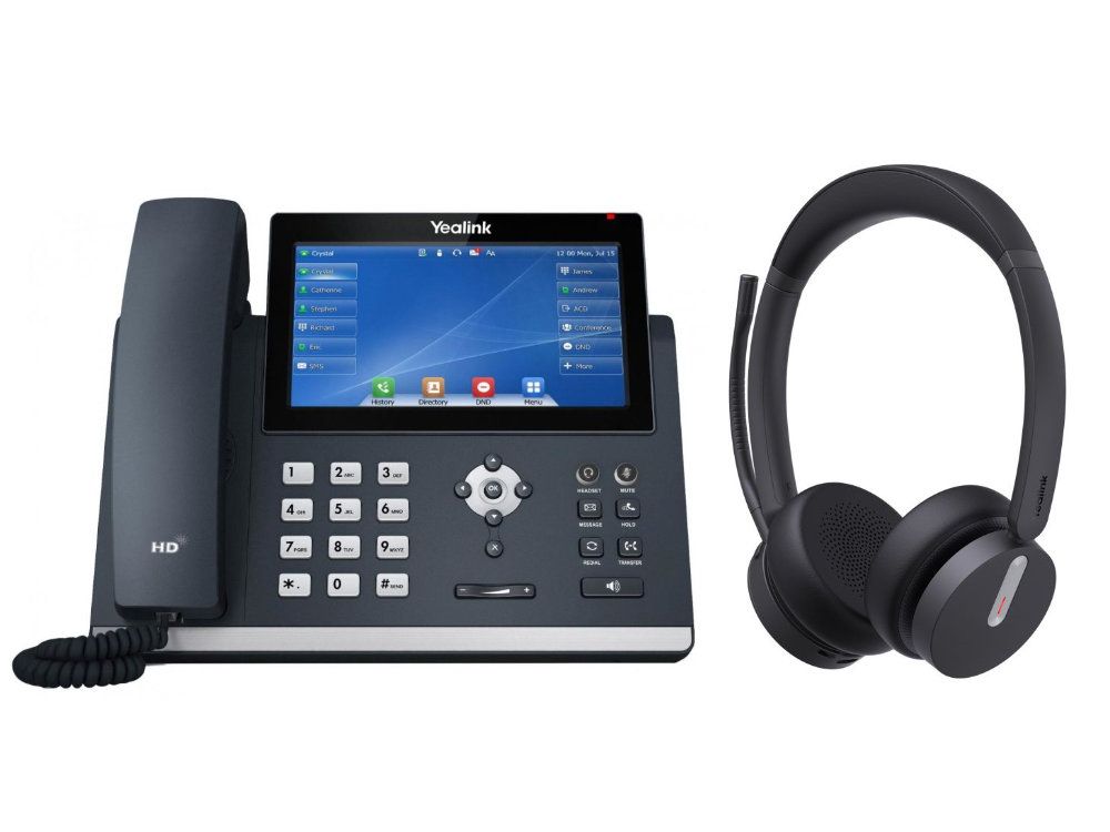 Yealink T48U WH64 headset bureautelefoon VoIP bundel productfoto