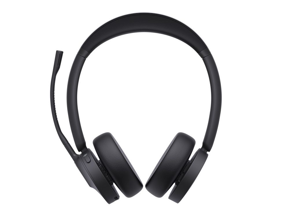 De Yealink WH64 Dual UC headset van voor met ingeklapte microfoonarm