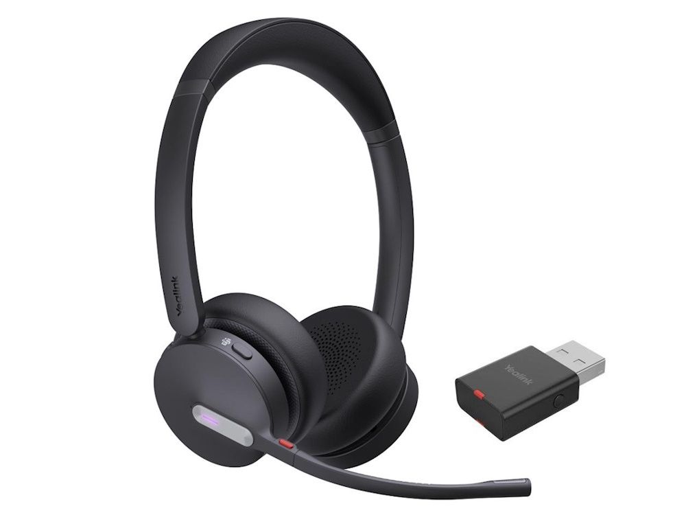 Yealink WH64 Hybrid Dual Teams draadloze dubbeloors Bluetooth headset met USB-A DECT dongle