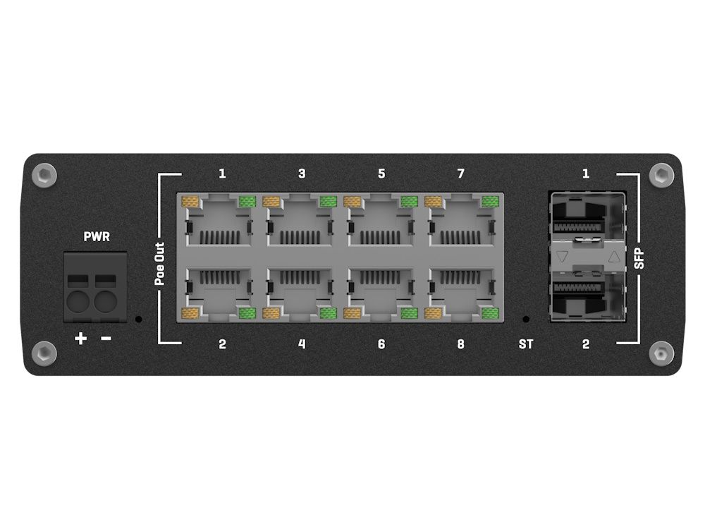 Teltonika TSW202 managed PoE+ switch PoE poorten en SFP poorten